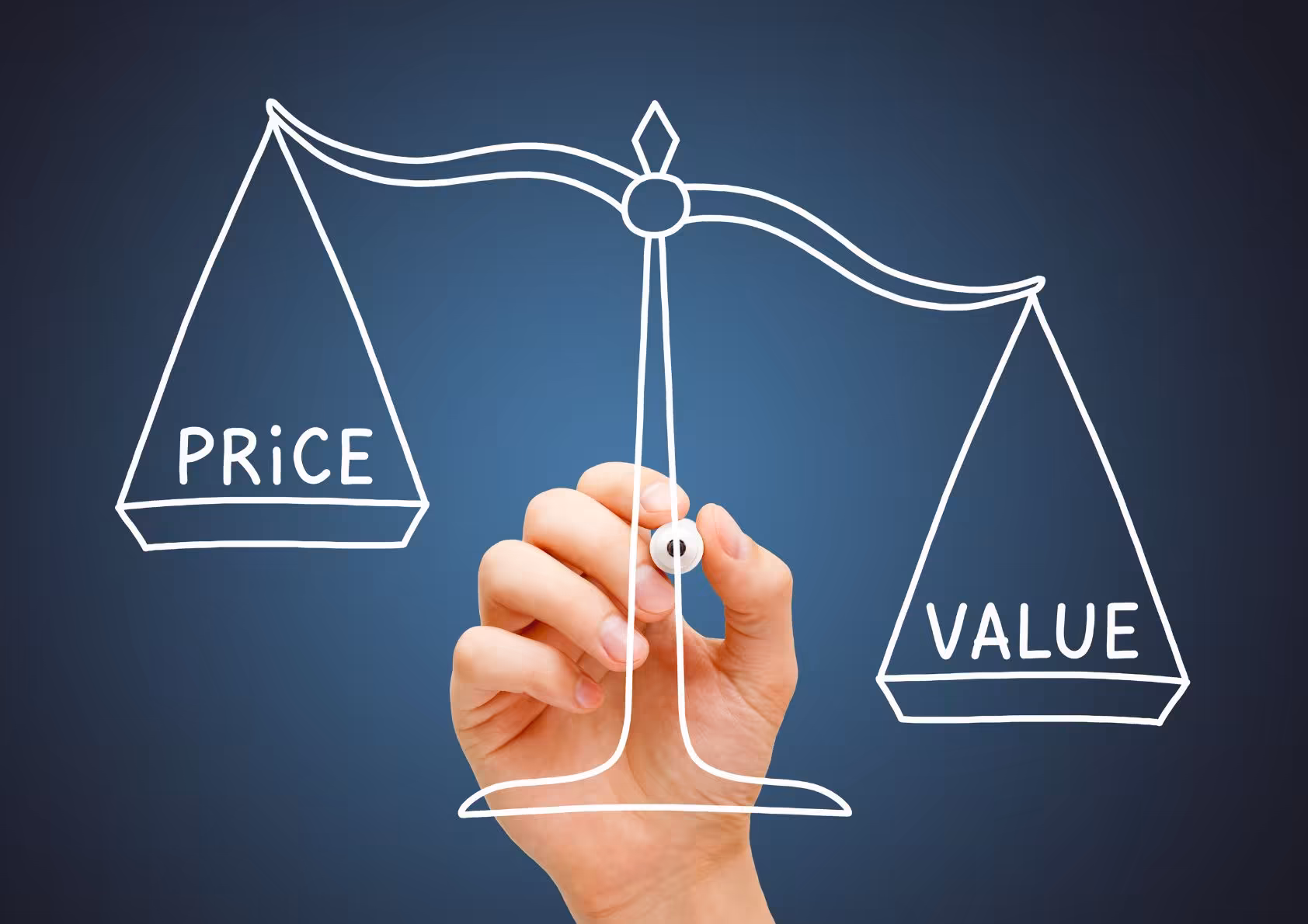 scales drawn that represent price vs value of a home fro sale on the market.
