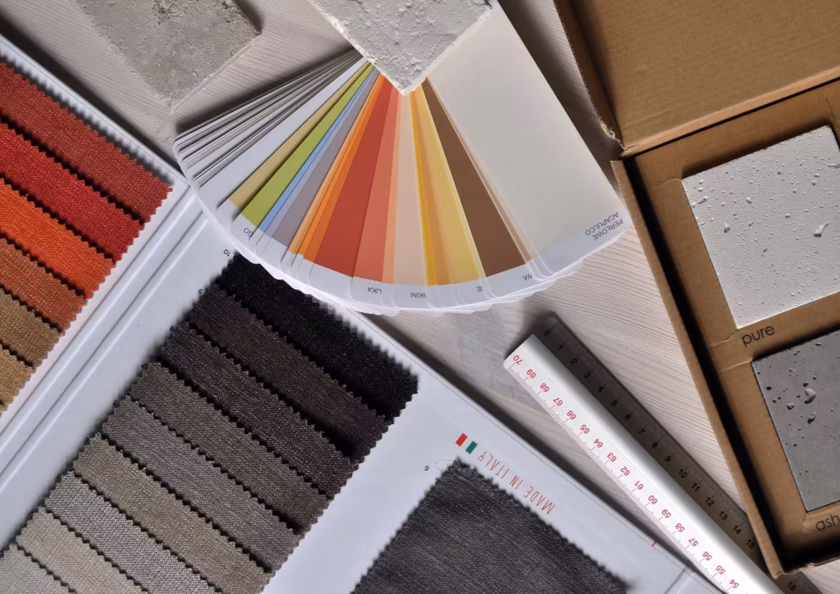 Fall colors on design samples.