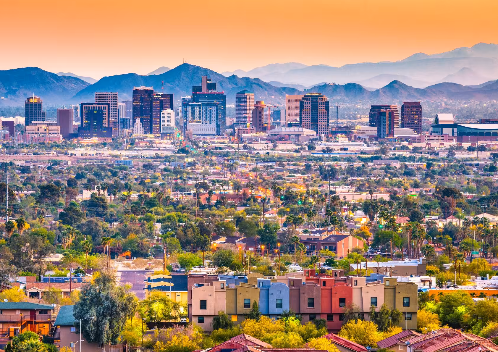Phoenix Arizona Skyline at dusk. 