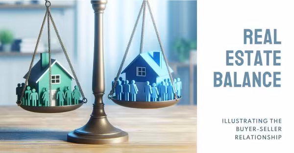 Image of a scale with one side representing buyers and the other representing sellers, symbolizing the equilibrium in the real estate market
