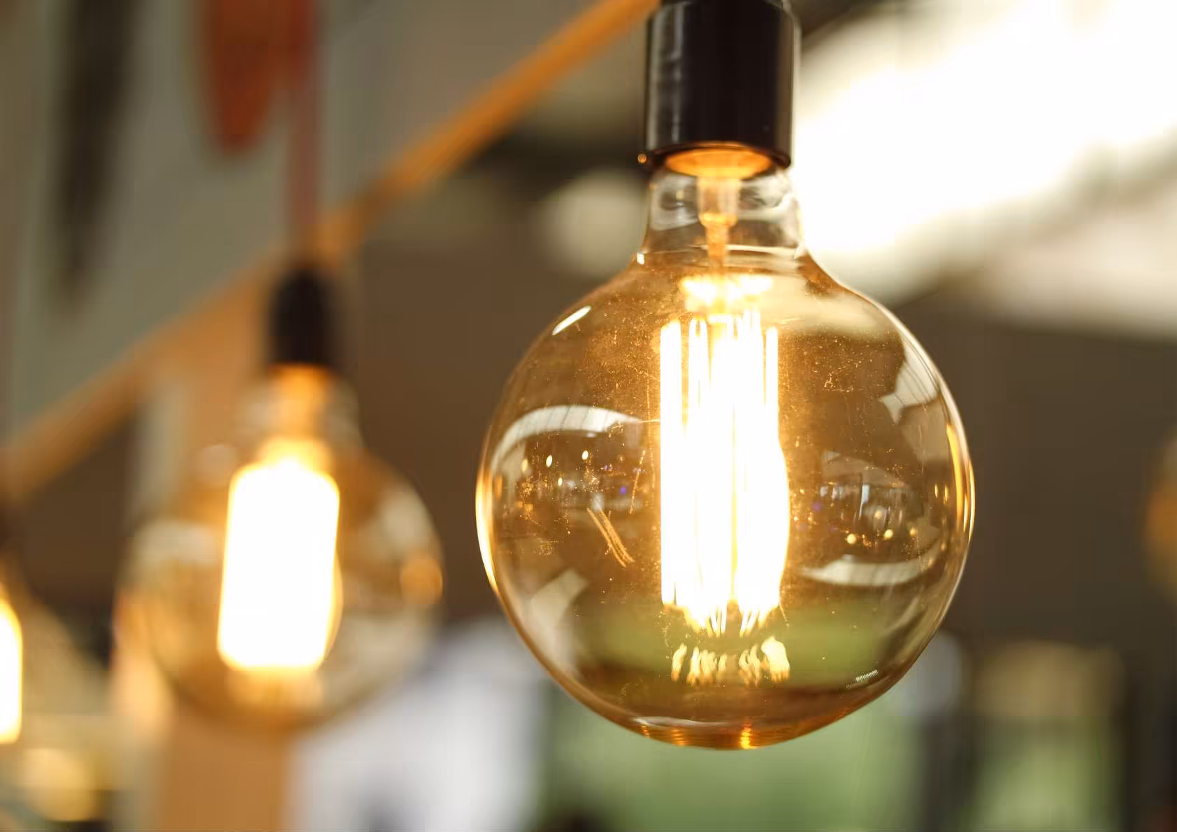 energy efficient Eddison bulbs with a brown tint. 