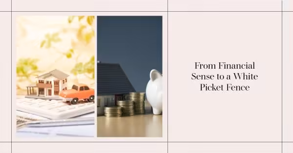 Piggy bank on a white picket fence representing saving money for a down payment on a home.