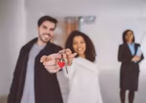 Young couple buying a home.