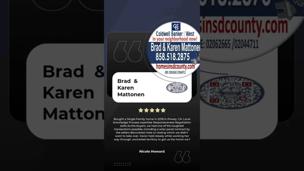 Bought a Single Family home in 2018 in Poway, CA. Local knowledge Process expertise Responsiveness N