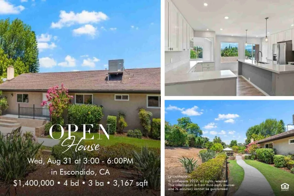 OPEN HOUSE 1039 Via Contenta Escondido 92029 Wednesday 1-4PM Gorgeous Lake Hodges Multi Family Home